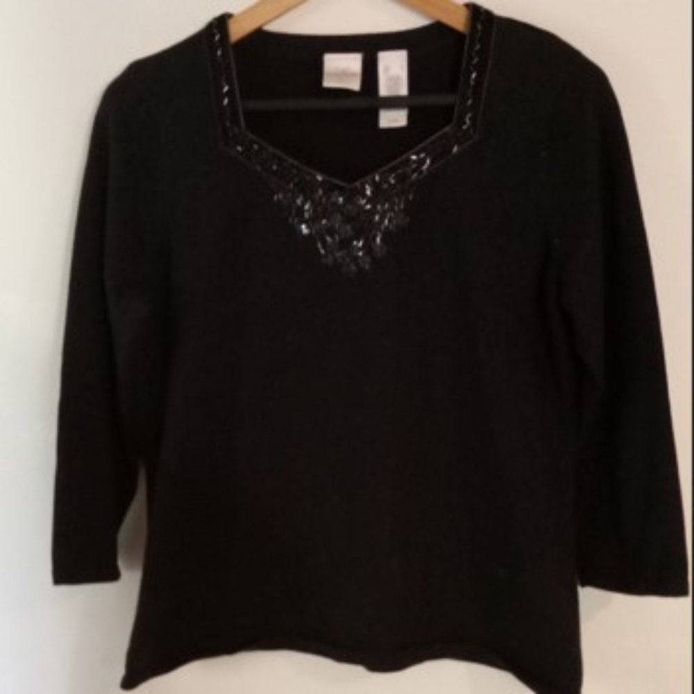 Emma James Long-Sleeve Black Top